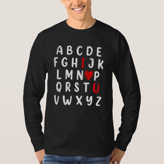 T-shirt Alphabet Valentines Jour Anglais Enseignant Vêteme (Devant)