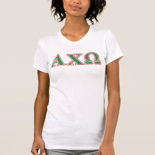 T-shirt Alphi Chi Omega Lettres Vertes et Rouges