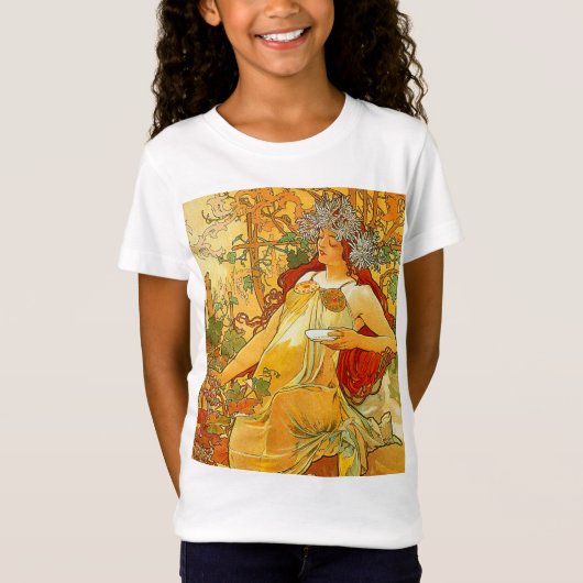T-Shirt Alphonse Mucha Art Nouveau Automne (Devant)