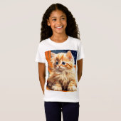 T-Shirt Alphonse Mucha Art Nouveau Chat orange (Devant entier)