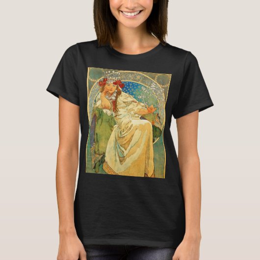 T-shirt Alphonse Mucha Art Nouveau Princesse Hyacinth (Devant)