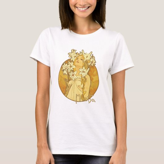 T-shirt Alphonse Mucha - les fleurs (Devant)