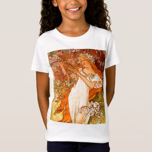 T-Shirt Alphonse Mucha Printemps Art Nouveau (Devant)