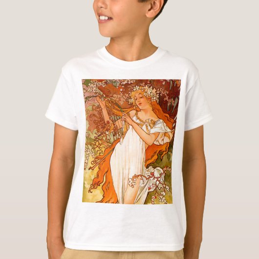 T-shirt Alphonse Mucha Printemps Art Nouveau (Devant)