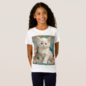 T-Shirt Alphonse Mucha Style Chat blanc (Devant entier)