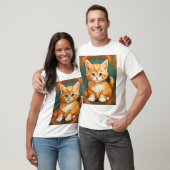 T-shirt Alphonse Mucha Style Chat orange (Unisexe)