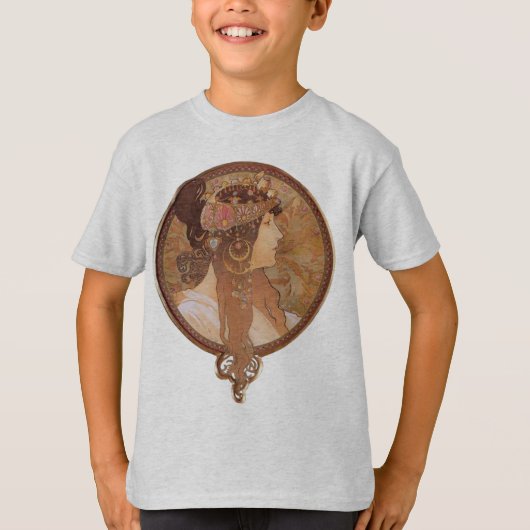 T-shirt Alphonse Mucha Tête Byzantine, La Brunette (Devant)