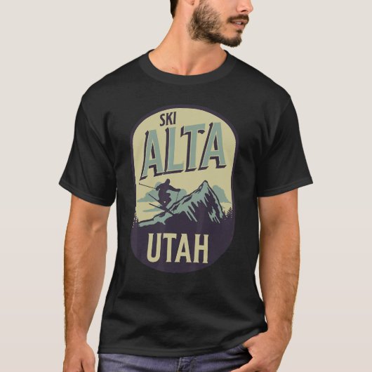 T-shirt Alta Utah Ski Mountains Skier Winter Outdoors (Devant)