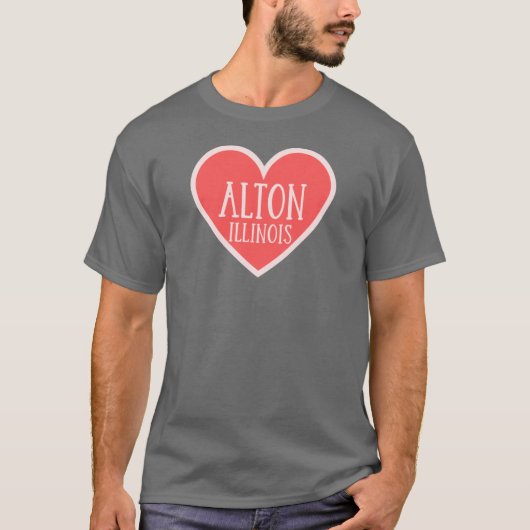 T-shirt Alton Illinois Coeur mignon Surdimensionné (Devant)