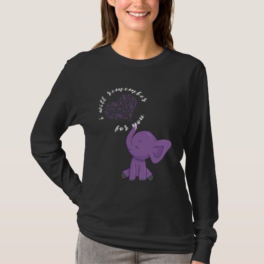 T-shirt Alzheimer Monat I Endalz Purple Bow Elephant 1 (Devant)