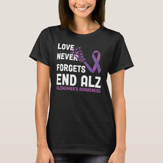 T-shirt Alzheimer's Awareness Ribbon Purple Butterflies (Devant)