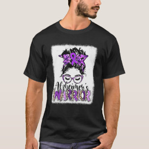 T-shirt Alzheimer's Warrior Messy Bun Bleached Alzheimer's