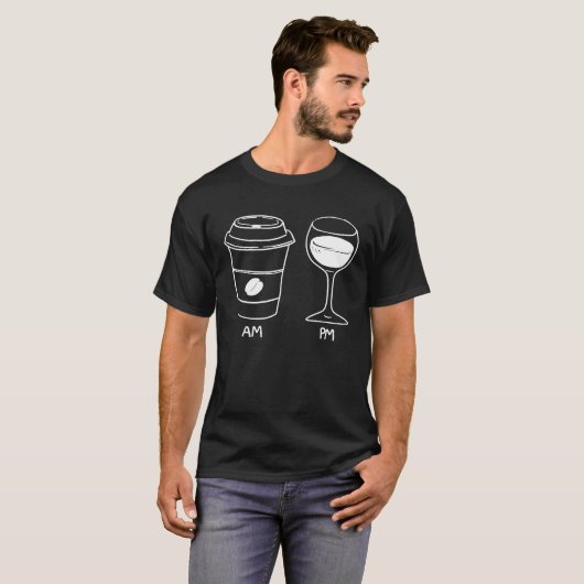 T-shirt Am Coffee PM Wine Sketch Premium (Devant entier)