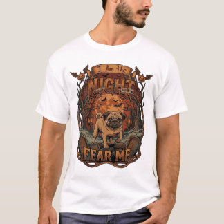 T-shirt Am Night Fear Me Pug Halloween Moon_1