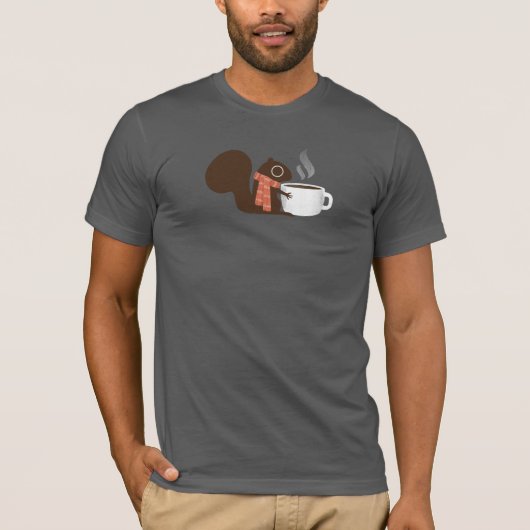 T-shirt Amant de café d'écureuil avec l'écharpe rayée (Devant)