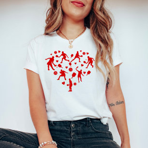 T-shirt Amant du Pickleball de coeur rouge