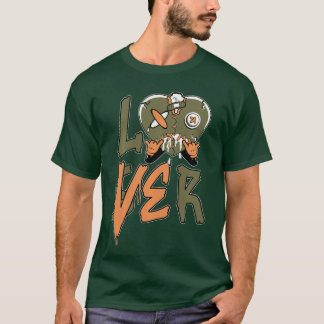 T-shirt Amant Perdant Vert Goutte Cœur Olive Vert 5s pour