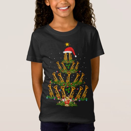 T-Shirt Amant Trompette de trompette Xmas Éclairage Trompe (Devant)