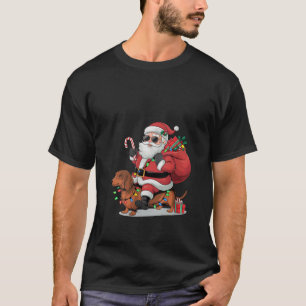 T-shirt Amante de Dachshund Féminin Drôle de Père Noël à C
