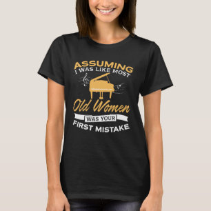 T-shirt Amants drôles de piano de dames âgées