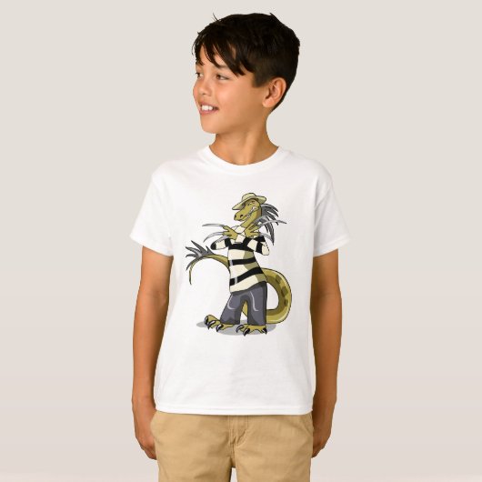 T-shirt Amargasaurus Pose Comme Freddy Krueger. (Devant entier)