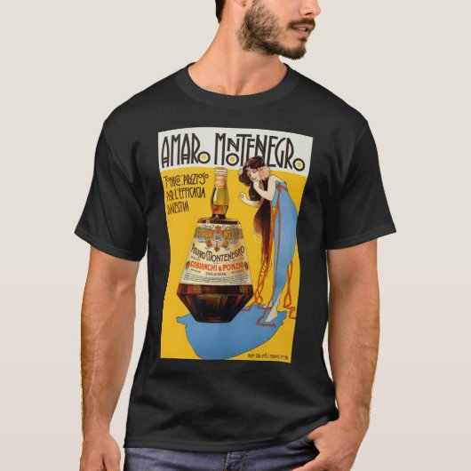 T-shirt Amaro Monténégro Alimentation Vintage& ; Boire (Devant)