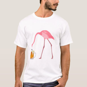 T-shirt Amateur de bière Flamant rose rose