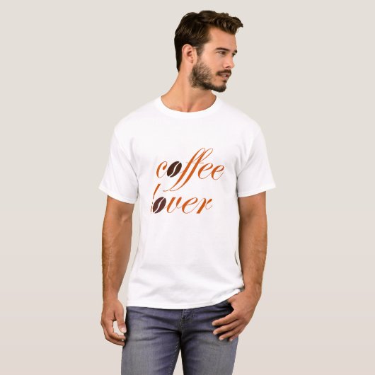 T-shirt Amateur de café. Fèves de café. Conception du text (Devant entier)