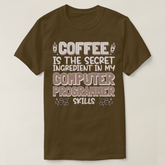 T-shirt Amateur de café Programmateur informatique (Design devant)