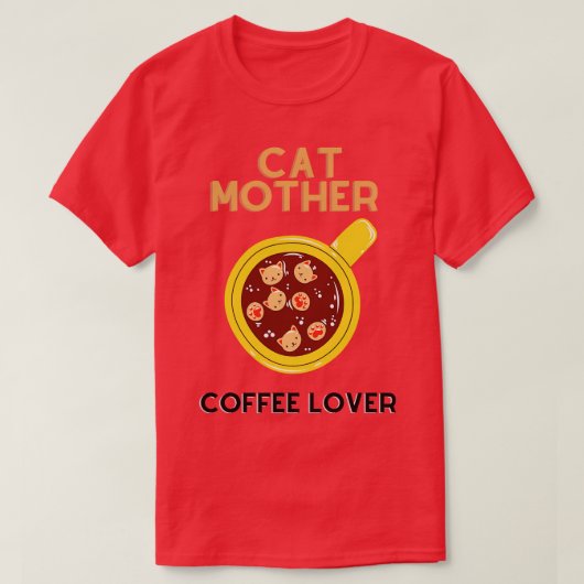 T-shirt Amateur de caffe mère de chat (Design devant)