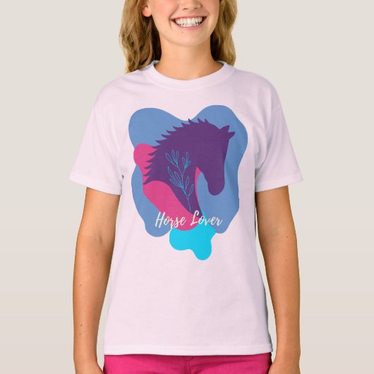 T-shirt Amateur de Cheval Conception Colorée (Devant)