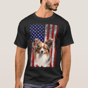 T-shirt Amateur de chien Papillon Drapeau américain 4 juil