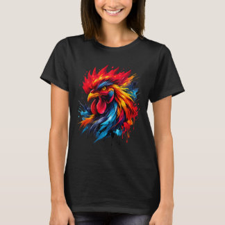 T-shirt Amateur de combat de coq vintage peint _