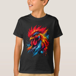 T-shirt Amateur de combat de coq vintage peint _