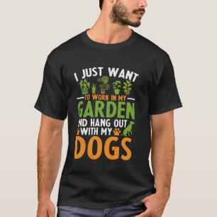 T-shirt Amateur de jardinage et de chiens, passionné de pl
