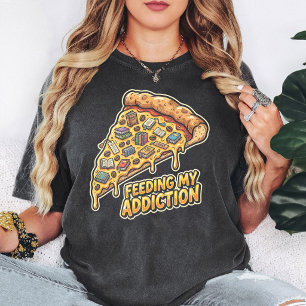 T-shirt Amateur de livre de pizza nourrissant ma dépendanc