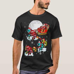 T-shirt Amateur de poisson de Noël Funny Santa à cheval su