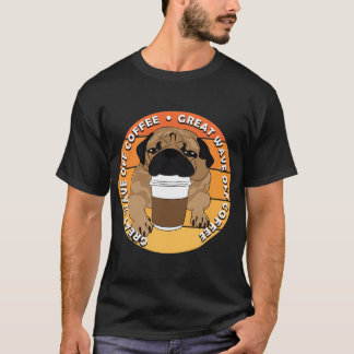 T-shirt Amateur de pug - grande vague de café au coucher d