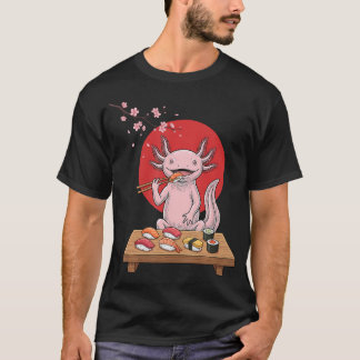 T-shirt Amateur de Sushi d'Axolotl Anime Vintage Nourritur