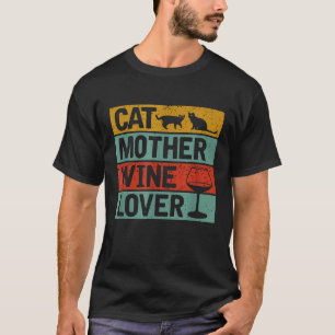 T-shirt Amateur de vin de mère de chat d'homme