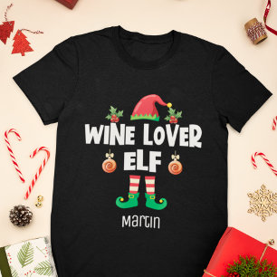 T-shirt Amateur de vin elfe Noël nom de la famille