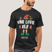 T-shirt Amateur de vin elfe Noël nom de la famille (Devant)