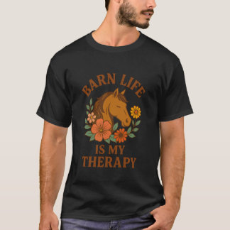T-shirt Amateur d'équitation Équestre Floral Vie de grange