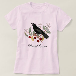 T-shirt Amateur d'oiseaux Merle Rose