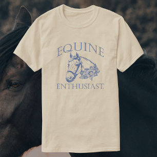 T-shirt Amateur équin Cheval Vintage bleu