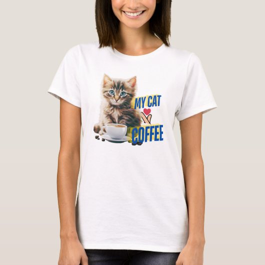 T-shirt Amateurs de café et chat (Devant)