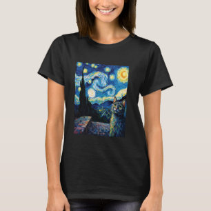 T-shirt Amateurs de Chats Art Inspiré de Van Gogh Peinture