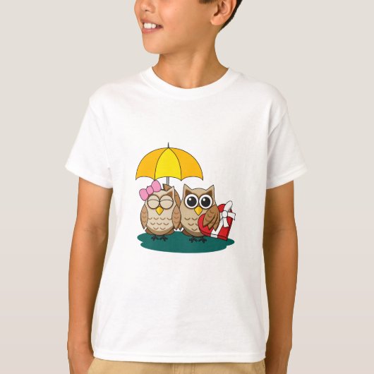 T-shirt Amateurs de chouette mignonne avec parapluie et bo (Devant)