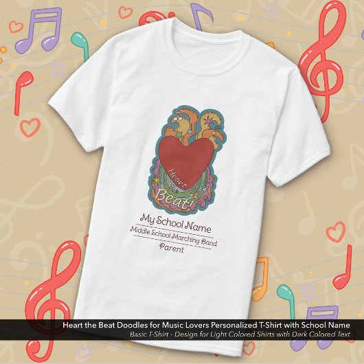 T-shirt Amateurs de musique Doodles de coeur Activité scol