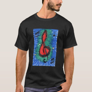 T-shirt Amateurs de musique notes musicales bleu et rouge